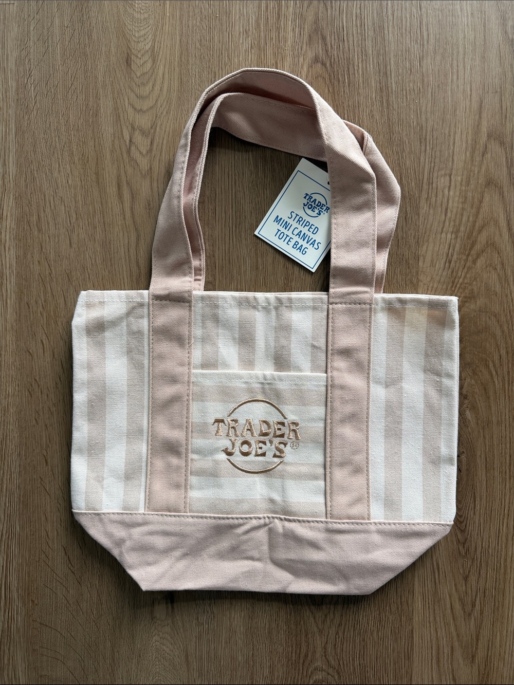 Trader Joe’s Tan Mini Striped Canvas Tote Bag